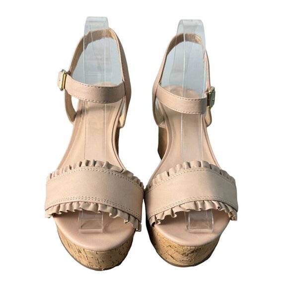 KATE SPADE NY Tomas NEW Leather Platform Wedge Sandal Strappy Nude Womens Sz 10M - Picture 8 of 13